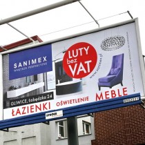 Billboardy i bannery kampanii LUTY bez VAT salonów Sanimex